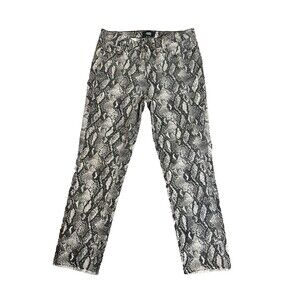 Paige Hoxton Slim Snakeskin Pants Jean Raw Hem Women’s Size 31 Gray Roccia